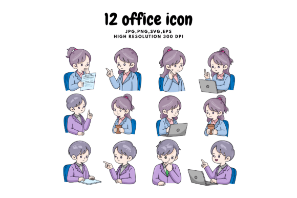 12 Cute Office Worker Character SVG Bund: Bringing Warmth to Business Visuals