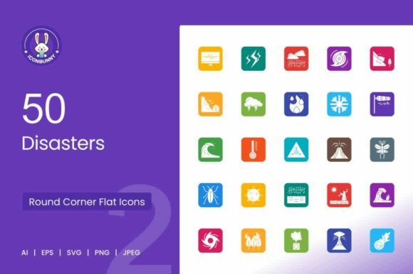 50 Disasters Icons for Emergency & Safety Design