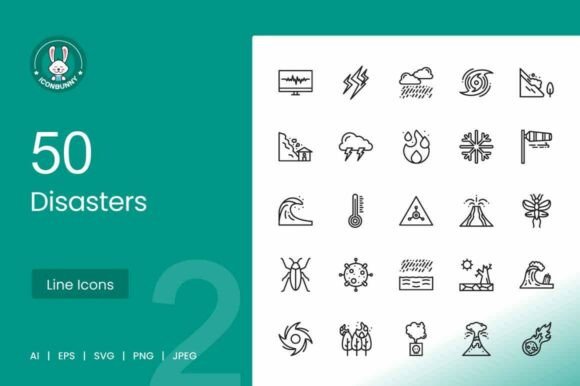 50 Disasters Icons: Visual Communication for Emergency Preparedness and Response