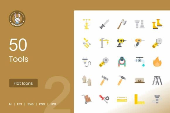 50 Tools Flat Multicolor Icons: A Practical Icon Set for DIY and Construction Projects