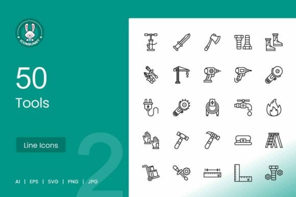 50 Tools Icons for Clean Professional Design