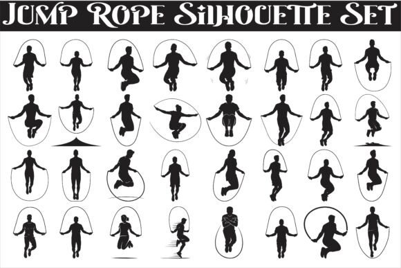 An Energetic Jump Rope Silhouette Set for Creators Who Need Versatile Fitness Graphics