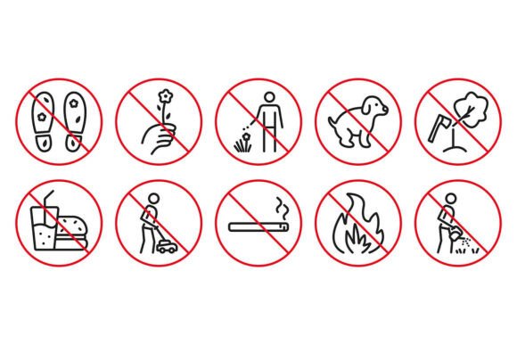 Black and Red Line Lawn Prohibitory Set