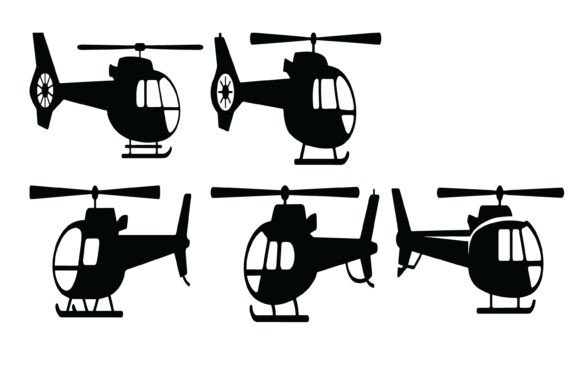 Helicopter Vector Silhouette Set for Creative Projects
