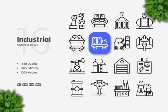 Industrial Icons for Clean, Flexible Design Work