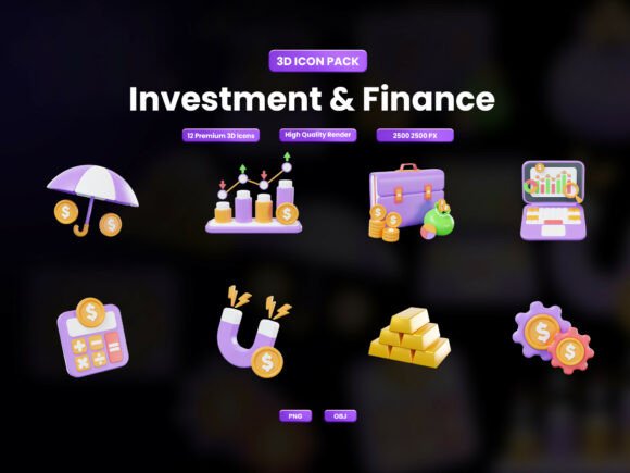 Investment Finance 3D Icon Pack