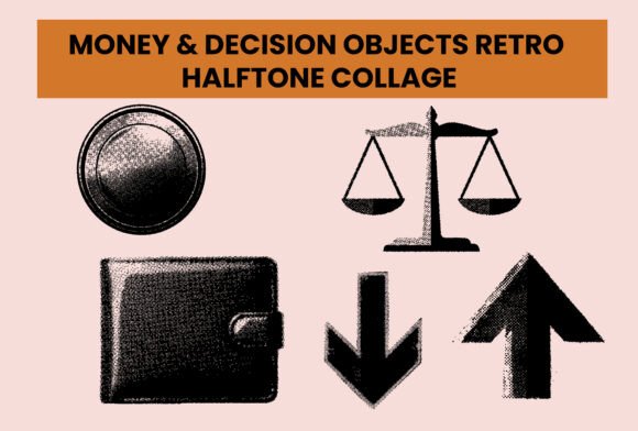 Vintage Finance Vectors: Retro Halftone Design Assets